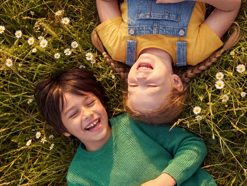 Joyful children in mead
